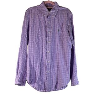 Polo Ralph Lauren Custom Fit Purple Gingham Button Down Shirt - Men’s Size M